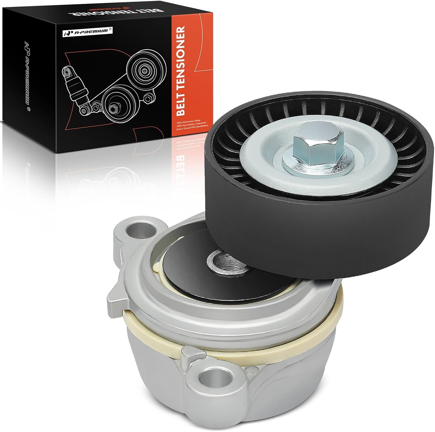 A-Premium Belt Tensioner Assembly with Pulley Compatible with Ford Expedition 2015-2017, F-150, Mustang 2011-2017, Transit-150, Transit-250, Transit-350 & Lincoln Navigator, Replace# 3R3E6B209EE