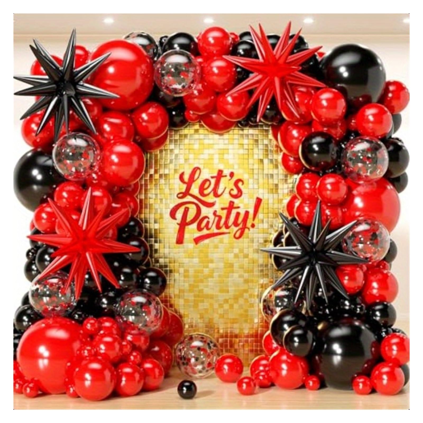 123-teiliges Schwarz-rotes Luftballon-Bogen-Set for Hochzeit, Party, Abschlussfeier, Valentinstag, Dekorationen Für Partys