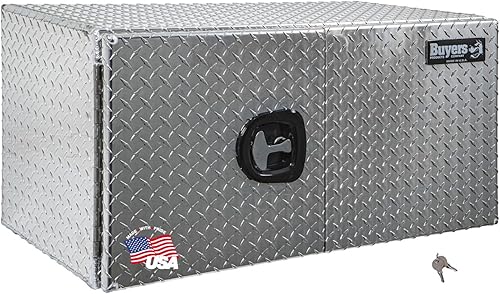 Miniatura 9 de Buyers Products 1705215 - Caja de herramientas para debajo del camión con puertas de granero, 18x18x60 pulgadas, aluminio con pisada de diamante,