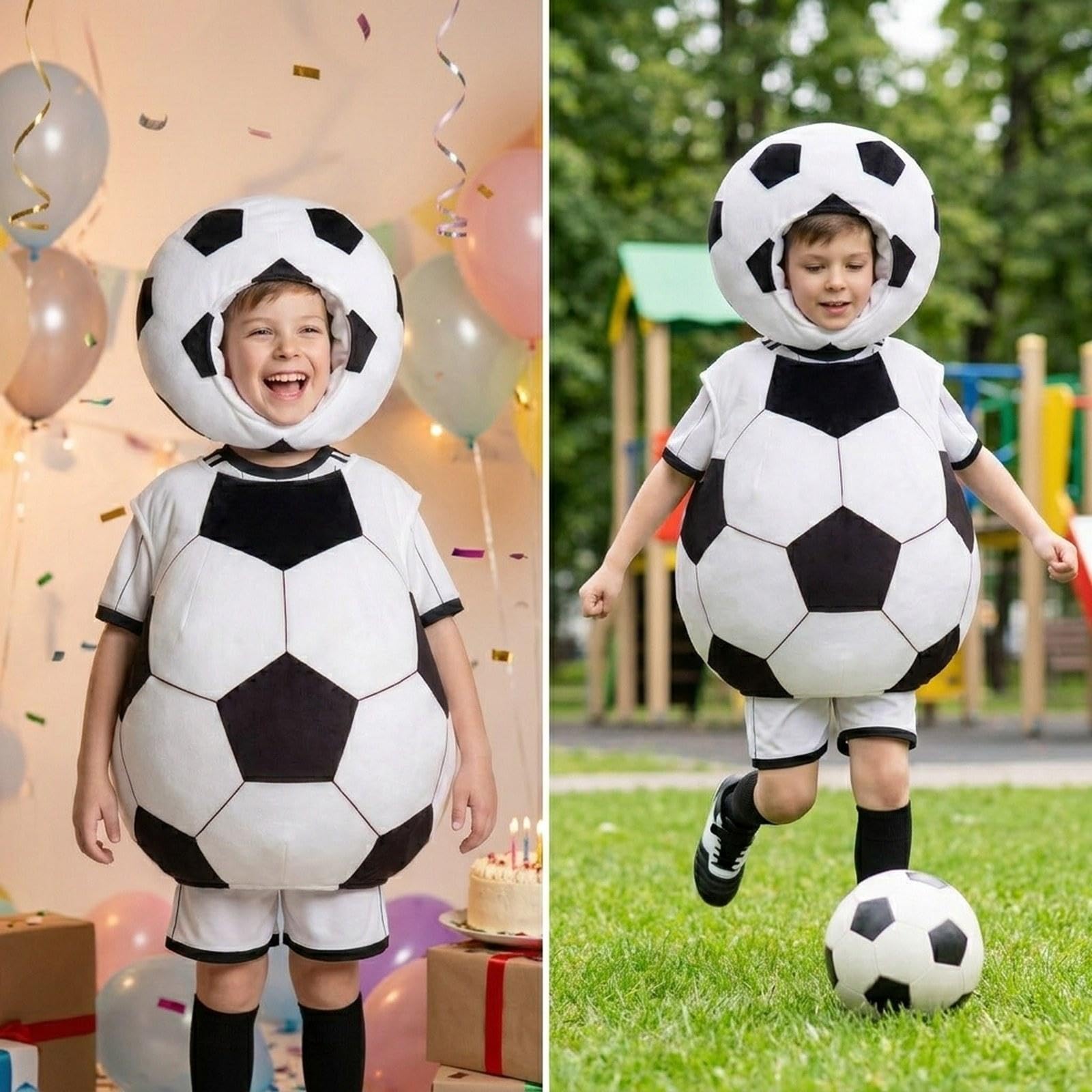 Qianly 2 Piezas Disfraz de Fútbol con Accesorios Reutilizables Conjunto de Sombrero y Vestimenta Material Resistente Fácil de Llevar Adecuado para, para Niños, Individual