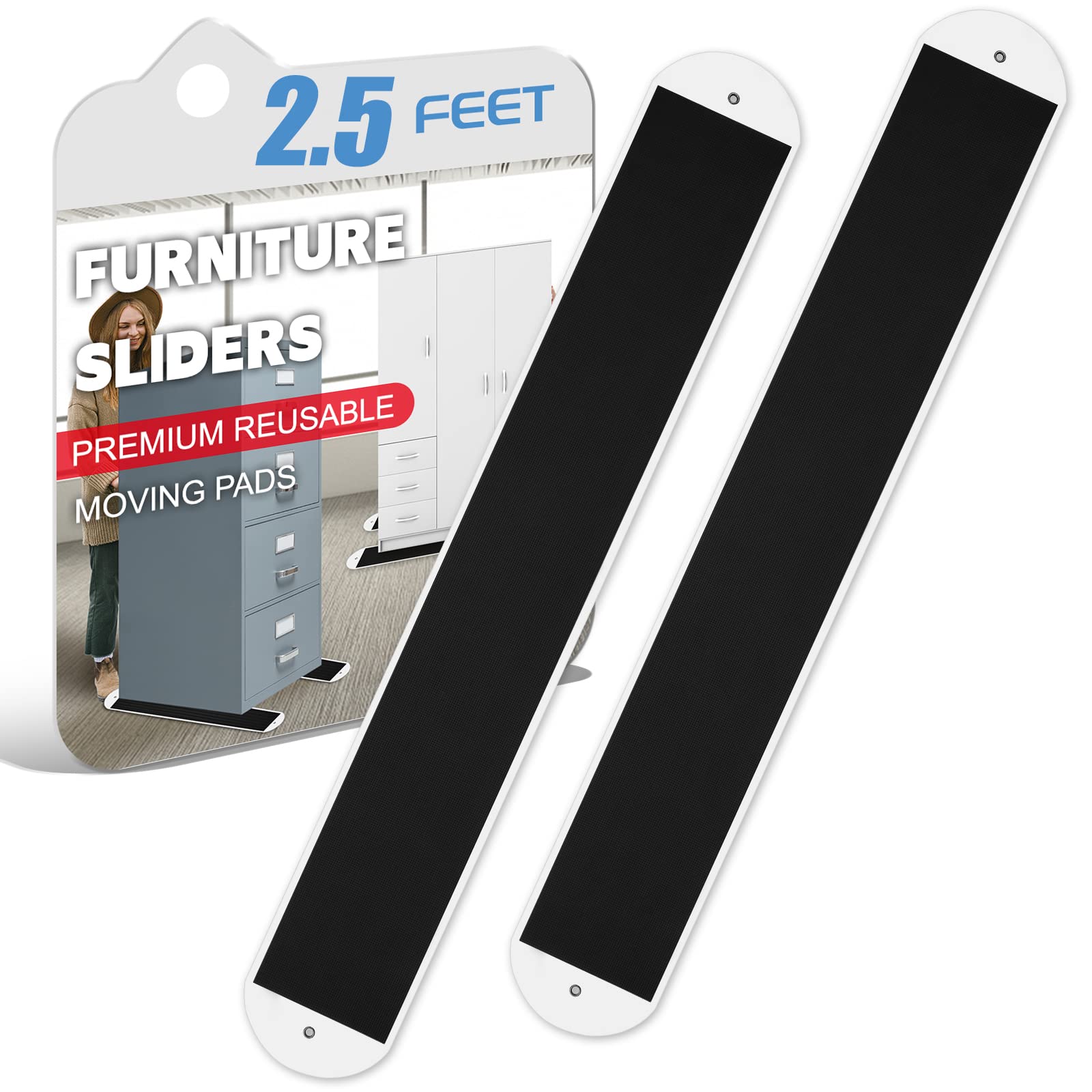 2 Pack Pull Furniture Slides,Large Furniture Sliders,Furniture Movers Sliders,Carpet Movers, Table Desk Movers,for Moving Heavy Furniture,Cabinets,Safes,and More on Carpeted Floors, 2.5’ Length