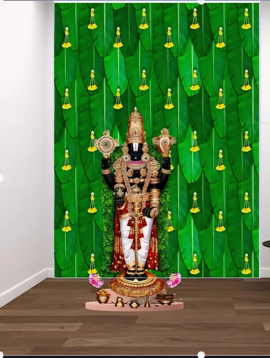 Zeonely Mart Banana Leaf Curtain Backdrop Decoration Cloth with Yellow Flowers, Size : (8 x 5) feet, Background Decoration Cloth for Pooja | Diwali Pooja Decoration (B0B3THY644) Amazon Price History, Amazon Price Tracker