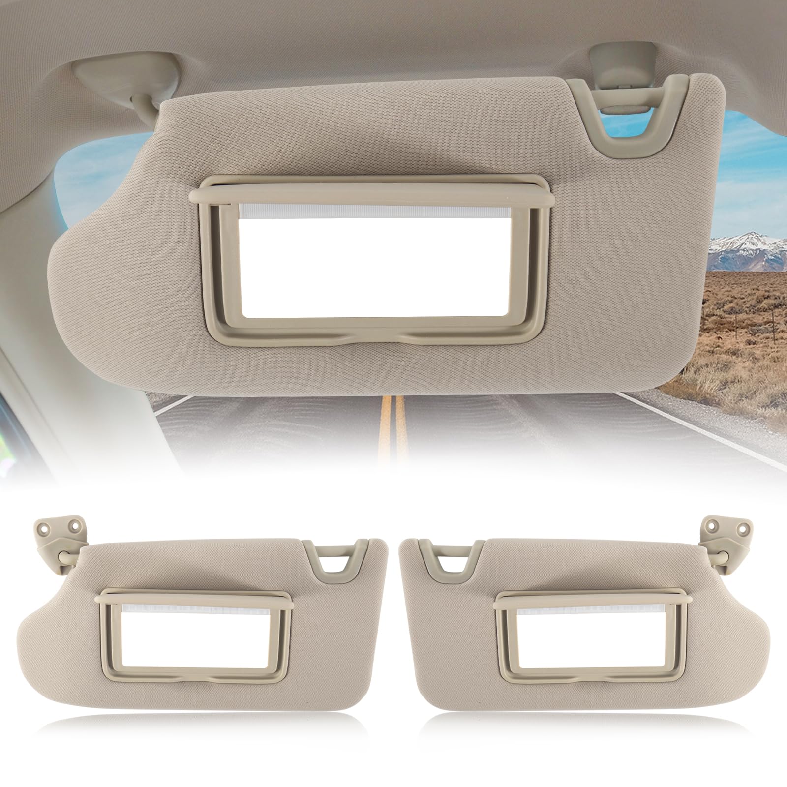 CZShiYue Car Sun Visor Fit for Nissan Altima 2013 2014 2015 2016 2017 2018? Sun Visor with Vanity Mirror Cover Plate for Blocking Sunlight 96401-3TA2A 96400-3TA2A(Beige, Left and Right Pairs