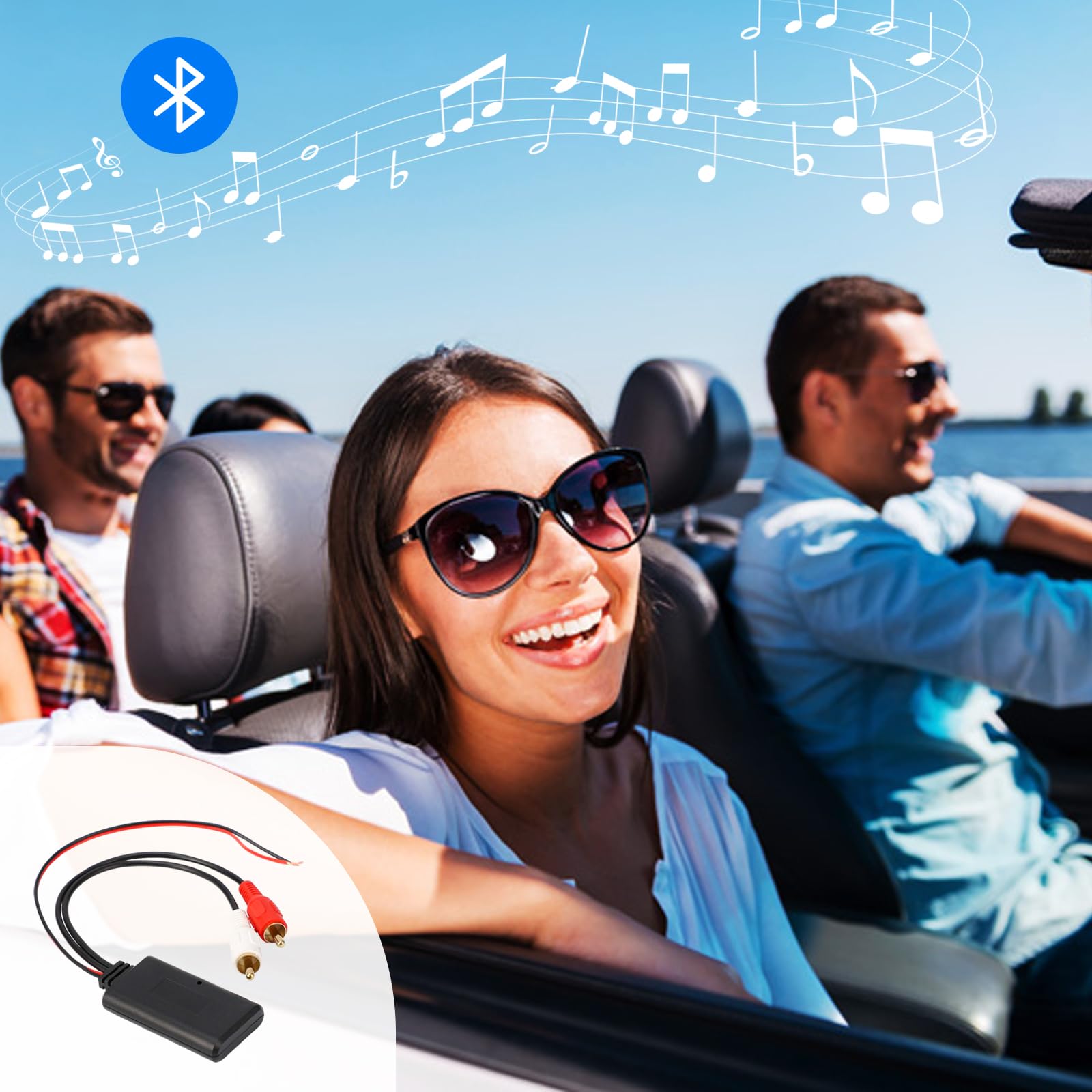 Dickno Auto Wireless Bluetooth Kabel Adapter, Universal Automotive Wireless Radio Stereo Stecker mit 2 RCA AUX Audio, Auto Bluetooth 5.0 Modul Musikempfänger passend für die meisten Fahrzeuge