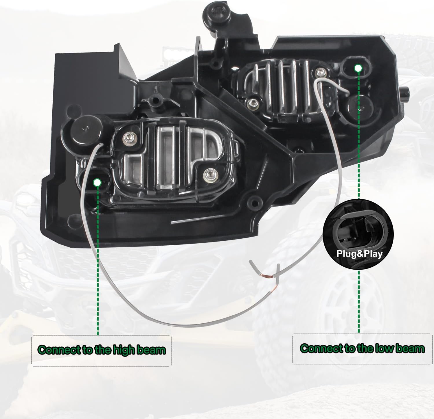 LED Headlights Blue DRL High/Low Beam Compatible with Can-Am Maverick R/R MAX X RS 2024 2025 Accessorie, Left&Right Head Lamp Replace 710008089, 710006911
