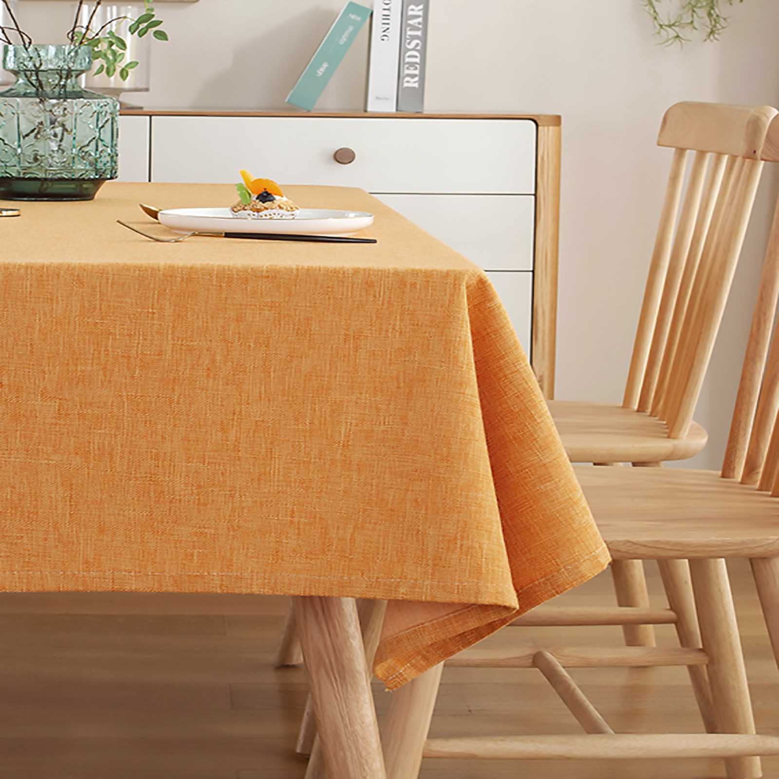 Nappe rectangulaire orange 140x240cm en lin nordique déperlant
