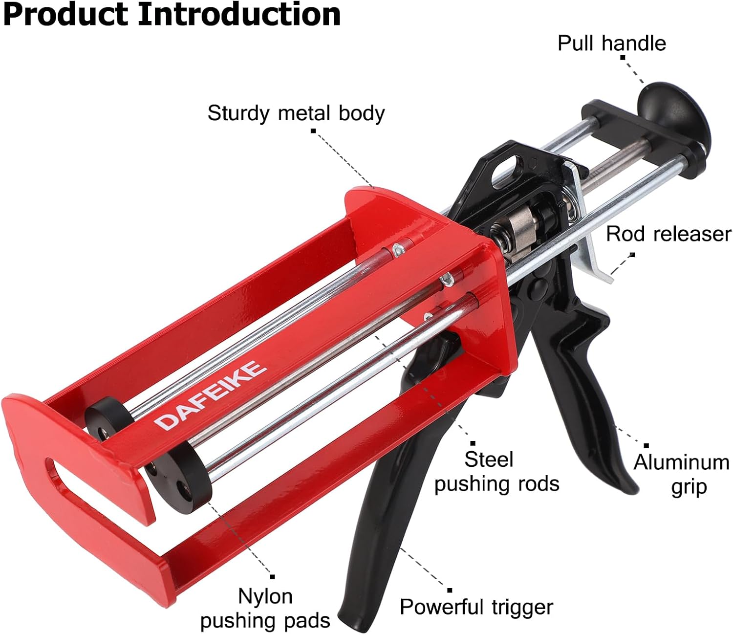 Epoxy Gun Dual Component Caulking Gun Manual Double Cartridge Caulk Gun Panel Bond Adhesive Applicator for 200 ml/6.75 fl oz Mix Ratio 1:1 and 2:1 e.g. 08115 08116, Red