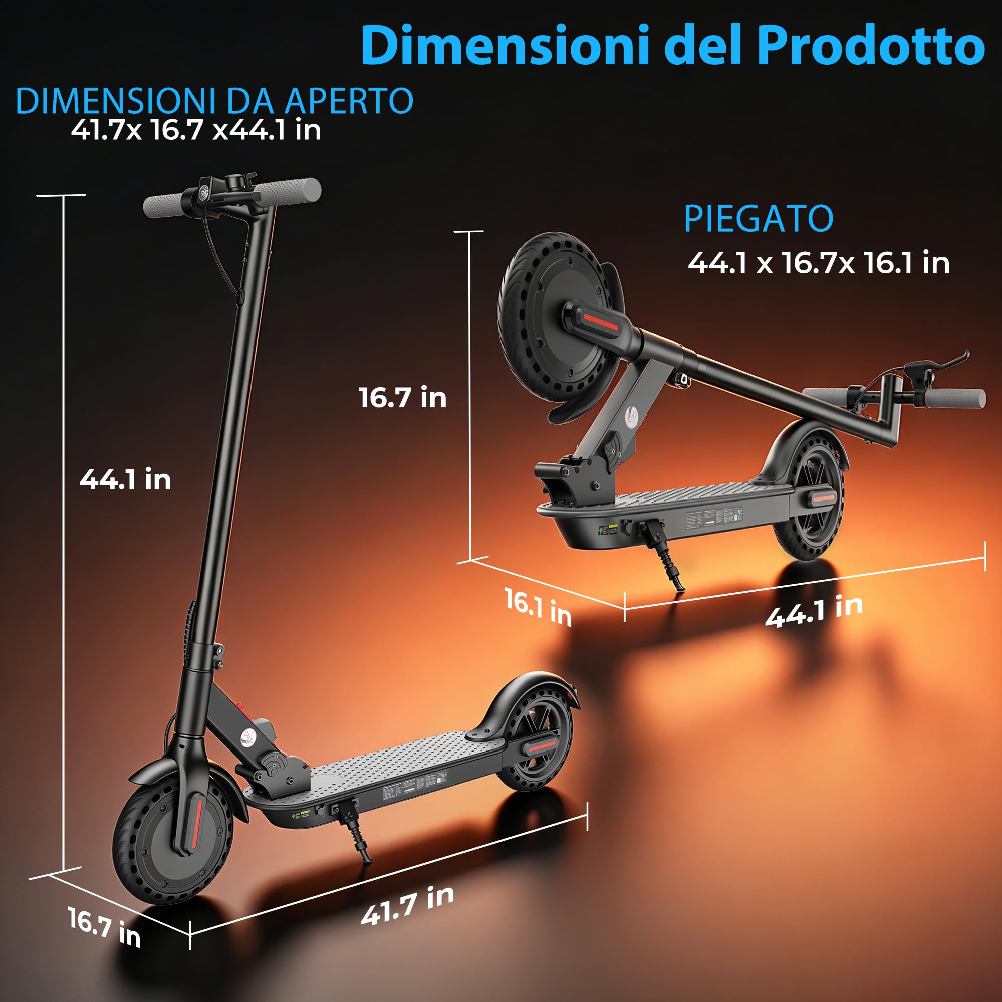 W3C Monopattino Elettrico Adulto, Pieghevole Scooter Elettrico, Velocità Fino a 25 Km/h, 25-35Km di Autonomia, Motore da 500W, 8.5" Pollici a Nido D'ape Resistente All'usura