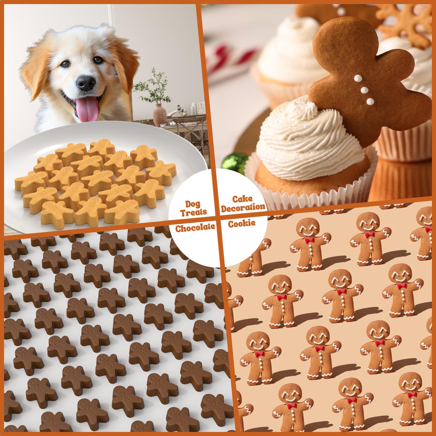 Stampini In Silicone Natalizi A Forma Di Omino Di Pan Di Zenzero - 100 Cavità, Per Biscotti, Cioccolatini, Gelatine