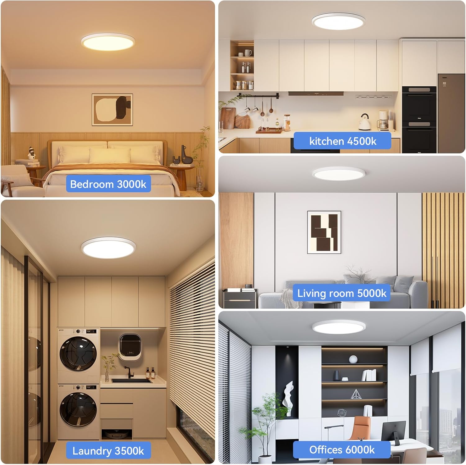 8 Pack 12 Inch Dimmable LED Flush Mount Ceiling Light Fixture 28W 3200LM 5 Color Temperature in One Super Slim Round Ceiling Lamp Low Profile Ceiling Lights for Living Bedroom Kitchen Laundry White