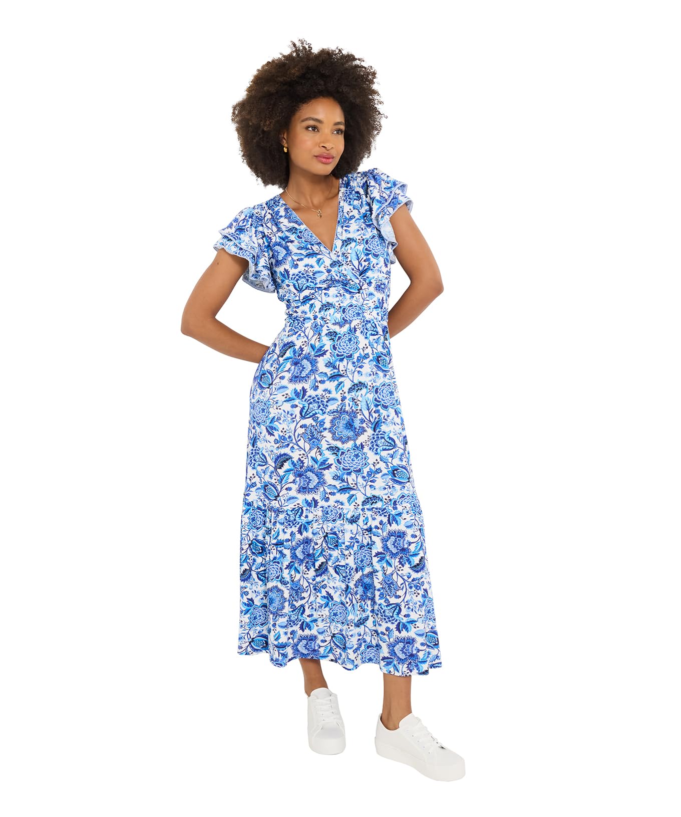 Joe Browns Women's V Neck Floral Shirred Waist Maxi Dress
