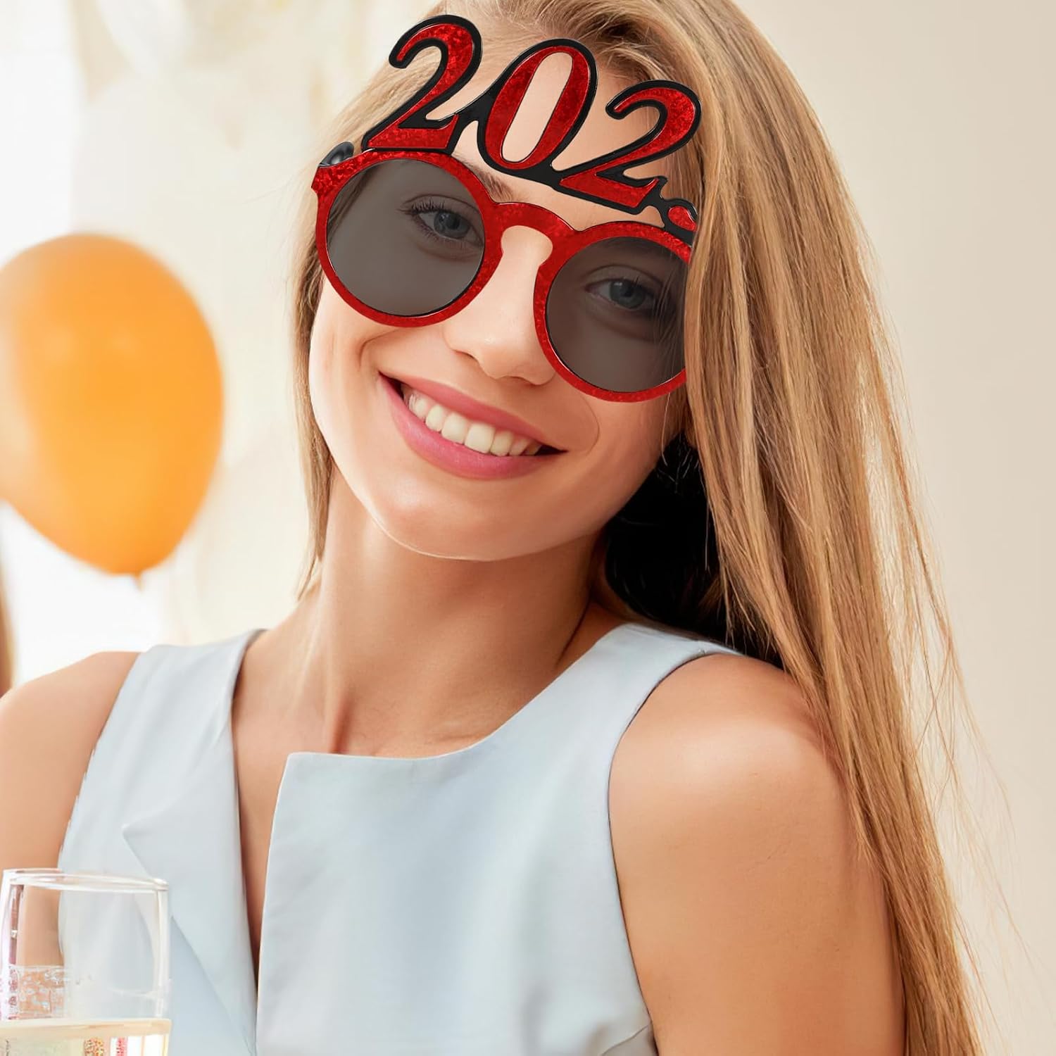 Ciieeo New Year Glasses 5Pcs Creative Winter Party Eyewear for Celebrations Chic Office Decor & Graduation Events Fashion Glasses with Clear Lenses