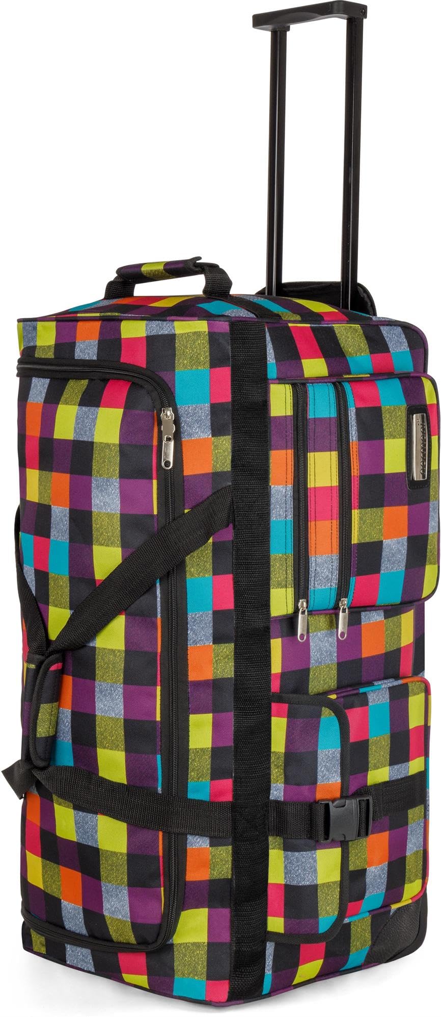 normani Reisetrolley 80 L Reisetasche mit Rollen und großem Hauptfach Weichgepäck Trolleytasche - Rolltasche für Reisen, Arbeit oder Freizeit Neon Square 80 Liter