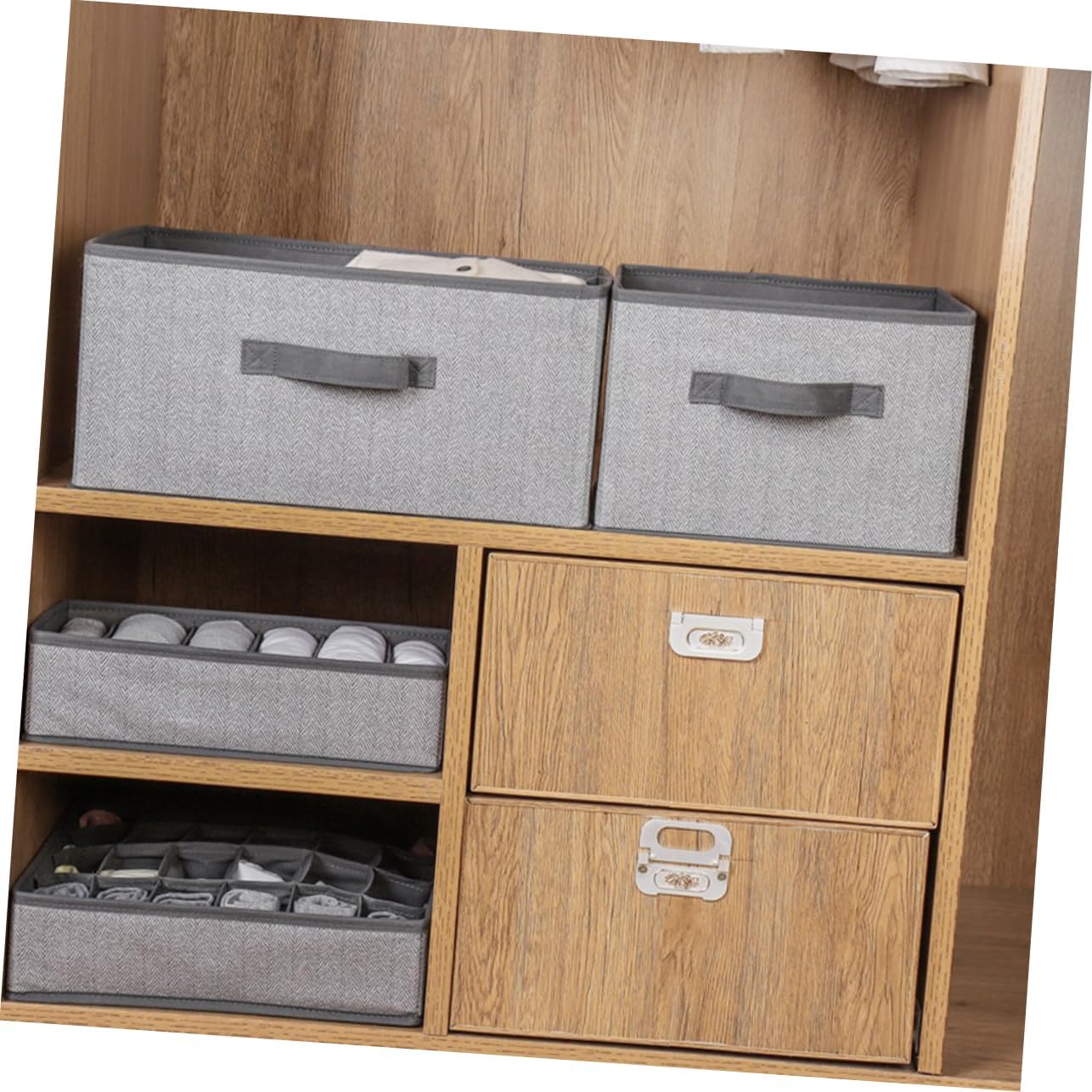 3pcs Clothes Organizer Versatile Storage Bins for Wardrobe Closet and Home Organization Grey