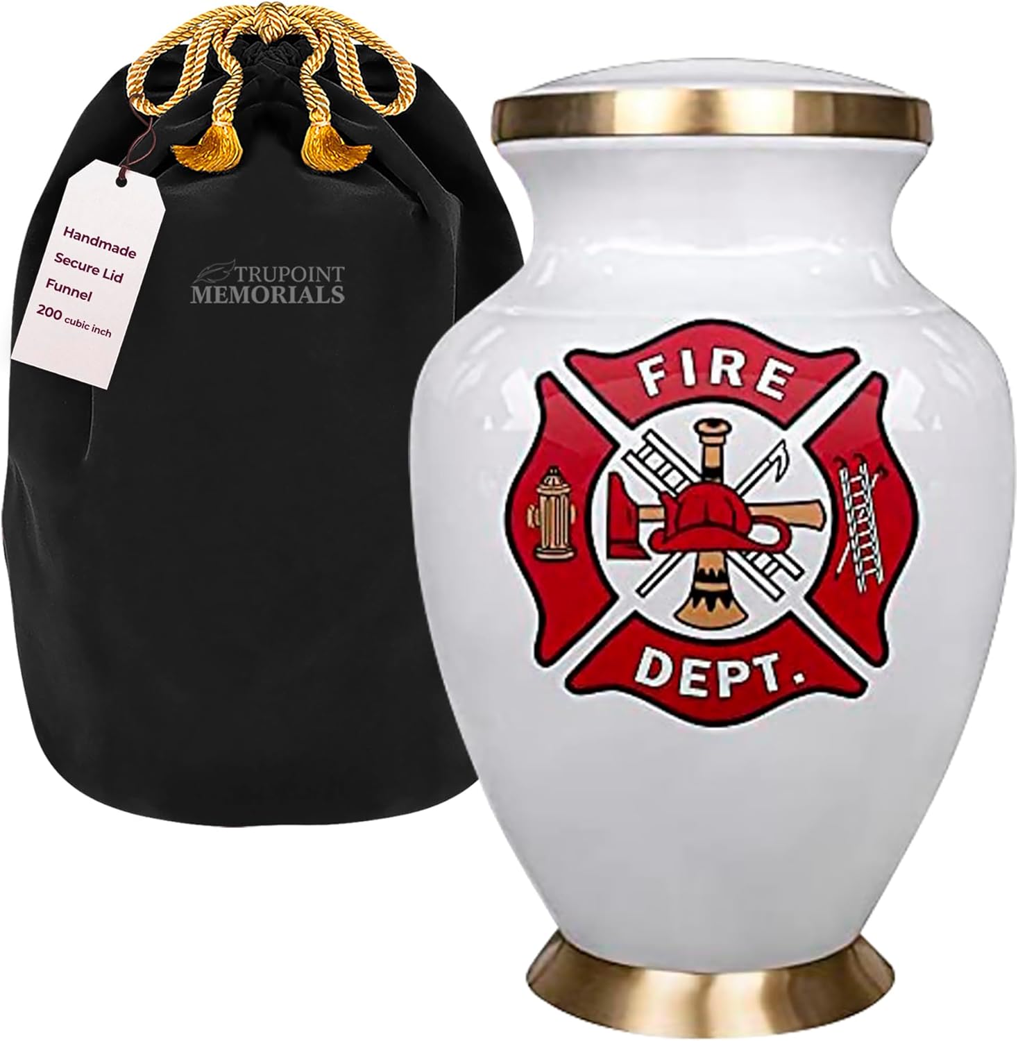 Trupoint Memorials Cremation Urns for Human Ashes, Military and Patriotic Decorative Burial Urn for Veteran Adult Men and Women, Large Fireman