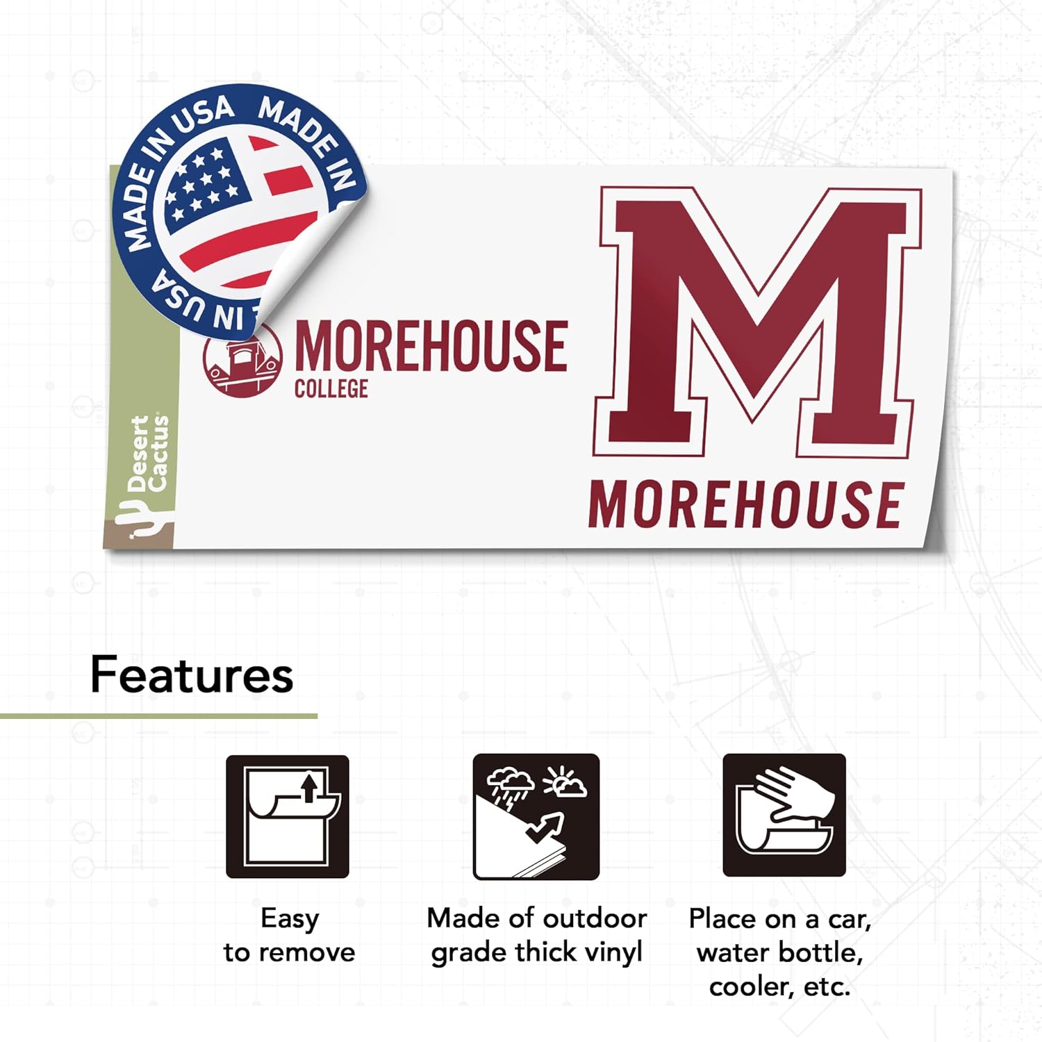 Desert Cactus Morehouse College Car Accessories Metal License Plate Frame and Sticker for Front or Rear of Car (Sticker Frame Combo - Alumni) - Image 4