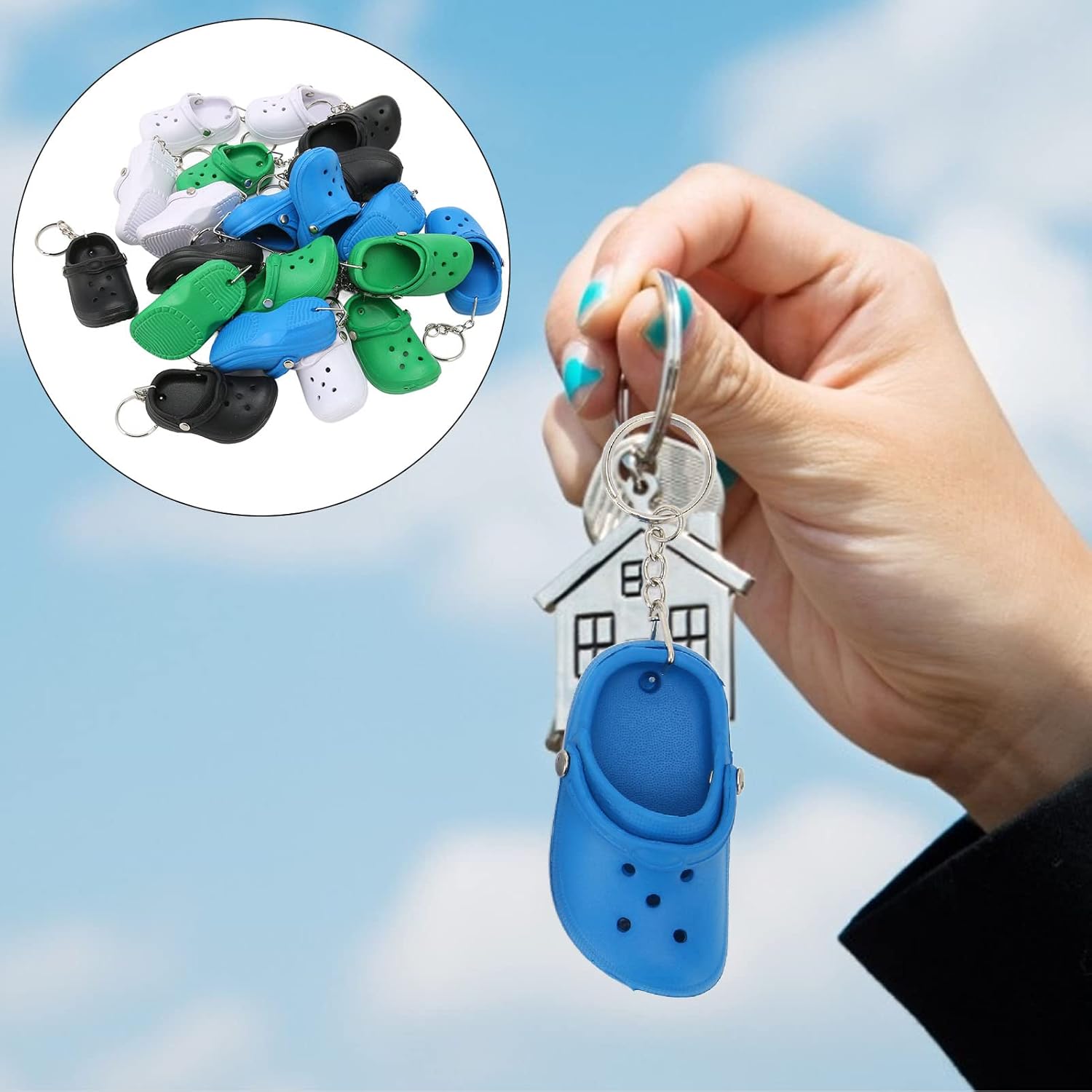20Pcs Silicone Shoe Keychain, Mini Croc Silicone Slippers Little Shoes Backpack Keychain with Charms for Backpack