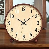 Vista 2 de Maxspace Wooden Table Clock,8in Silent Non-Ticking Desk Clock,Battery Operated Desktop Analog Clock for Living Room Bedroom Kitchen Office Classroom