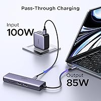 Vista 4 de UGREEN Revodok - Hub USB C 7 en 1 con adaptador Gigabit Ethernet, HDMI 4K@60Hz, carga PD de 100W, puertos de datos USB A, lector de tarjetas SD/TF