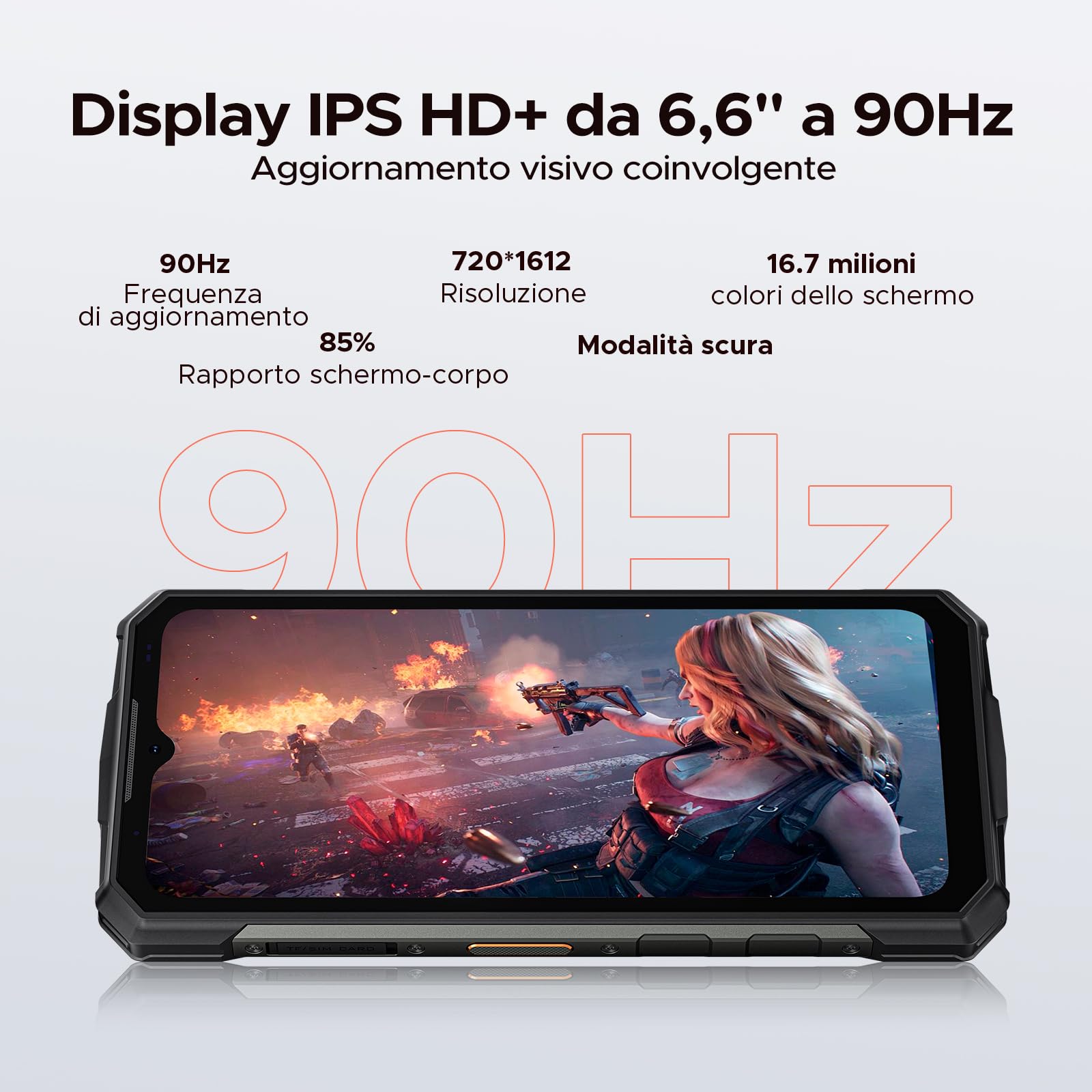 DOOGEE Fire 5 Rugged Smartphone 2025, 13000mAh Android 15 Telefono Indistruttibile, 6.6" 90Hz 12GB+64GB/2TB Octa Core Celluare Antiurto, 13MP+8MP Camera,Face ID/NFC/Triple Card Slot/OTG/GPS/IP68/IP69K