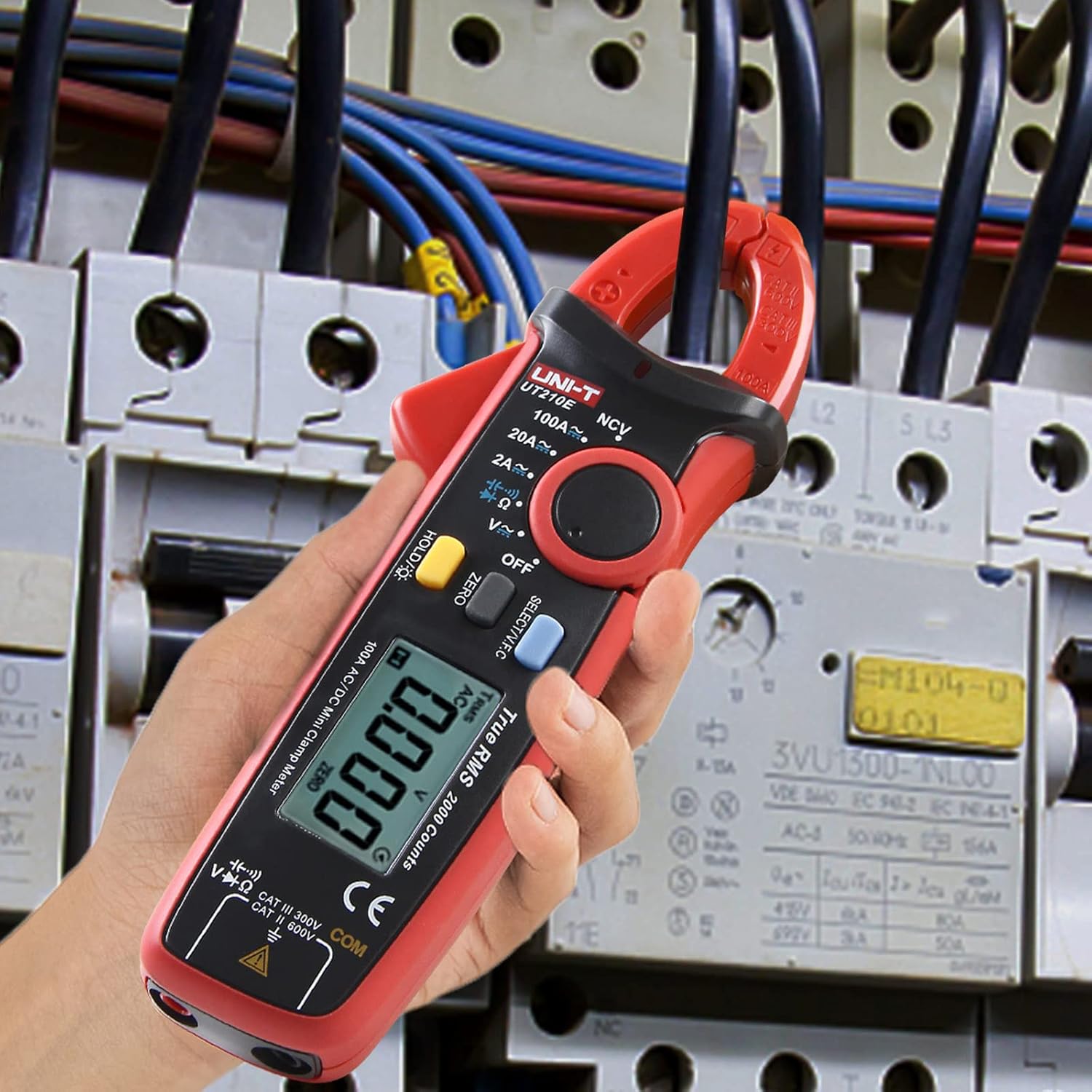 Clamp Meter, UNI-T Multimeter Tester with Non-Contact Voltage Tester, Amp Meter Clamp for 2A AC/DC, LCD Display & Audible Buzzer UT210E