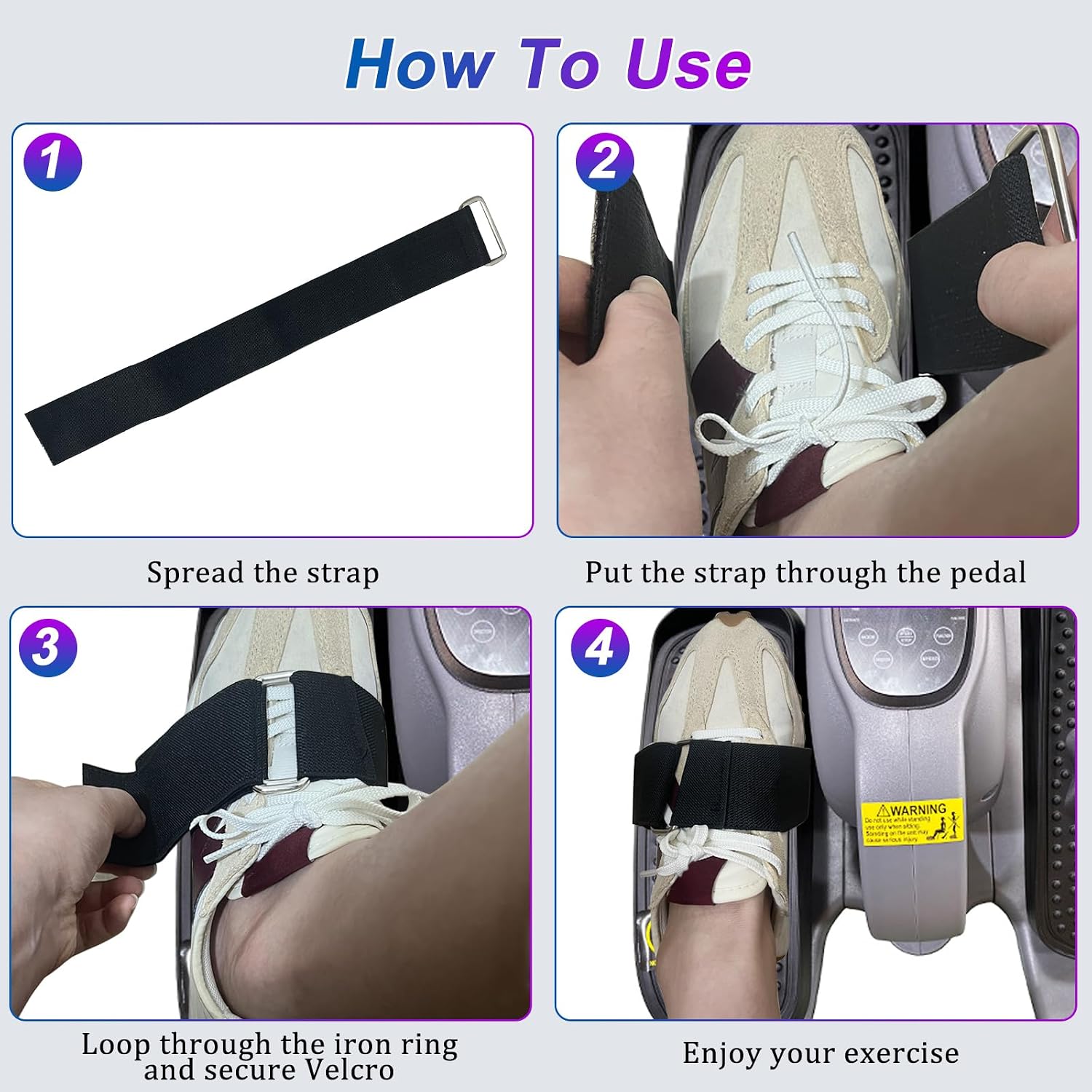 4 PCS Universal Pedal Straps for Elliptical Exerciser Machine, Suitable for Under Desk Leg Exercise Pedal, Enhances Stability, Safety & Workout Efficiency image 5