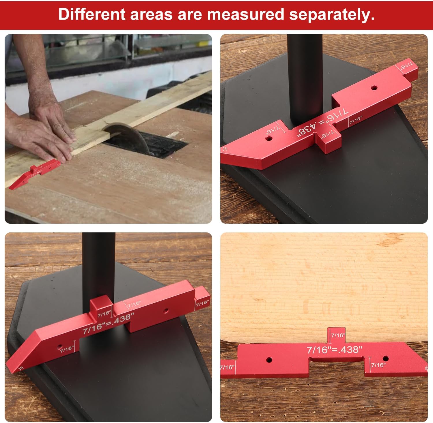 7pcs Precision Setup Blocks, Router Table Setup Bars, Aluminum Setup Blocks Height Gauge Set for Router Table Saw Accessories and Angle Woodworking Set Up(Red)