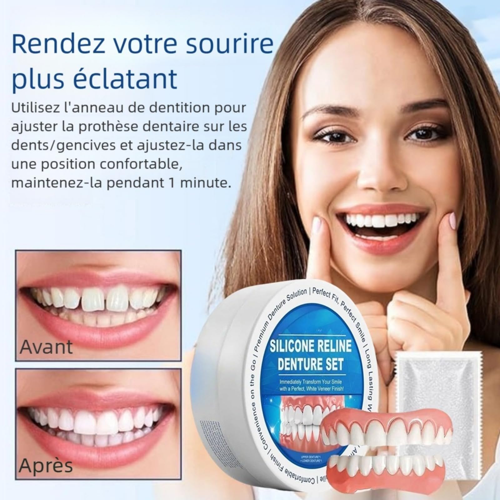 Protesi Dentale in Silicone per Uomini e Donne, Apparecchio Dentale | Protesi dentale in silicone regolabile, comfort ottimale, aspetto naturale per un sorriso perfetto immediato