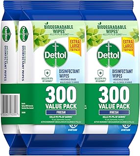 Dettol Multipurpose Disinfectant Wipes Fresh 600's (300's x 2)