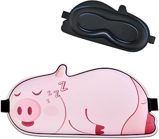 Cute Piggy Sleeping Mask Eye Mask Funny Animal 3D Contoured Sleep Mask Soft Breathable Blindfold Travel Eye Cover Eyeshade for Kids Adults Girls Boys Women Men (Piggy, Pink)
