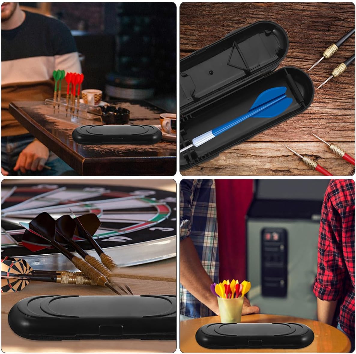 Hemobllo 3pcs Oval Portable Darts Storage Case Set, Lightweight Hard Protection Box for Darts Organizer, Black Compact Carrying Storage for Leisure and Professional Use