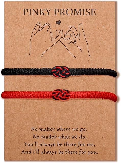MANVEN 2PCS Couple Bracelets Buddhist Tibetan Handmade Black Red String Bracelet Love Knot Lucky Matching Bracelet Birthday Gift for Lover Best Friends Men Women Protection