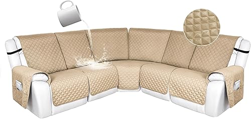 Miniatura 91 de HDCAXKJ 100% Fundas impermeables para sofá seccional reclinable en forma de L, funda de sofá reclinable acolchada lavable, fundas de esquina para