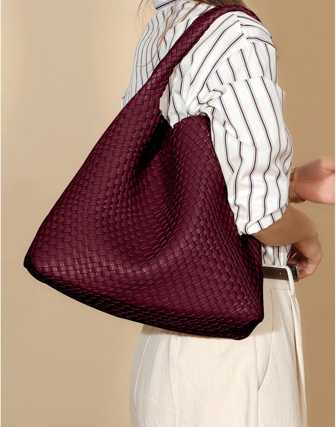 Tote Bag Shoulder Handbags for Women Hand bag Large Capacity Travel Woven Lightweight Purse Hobo Slouchy Bags - Image 2