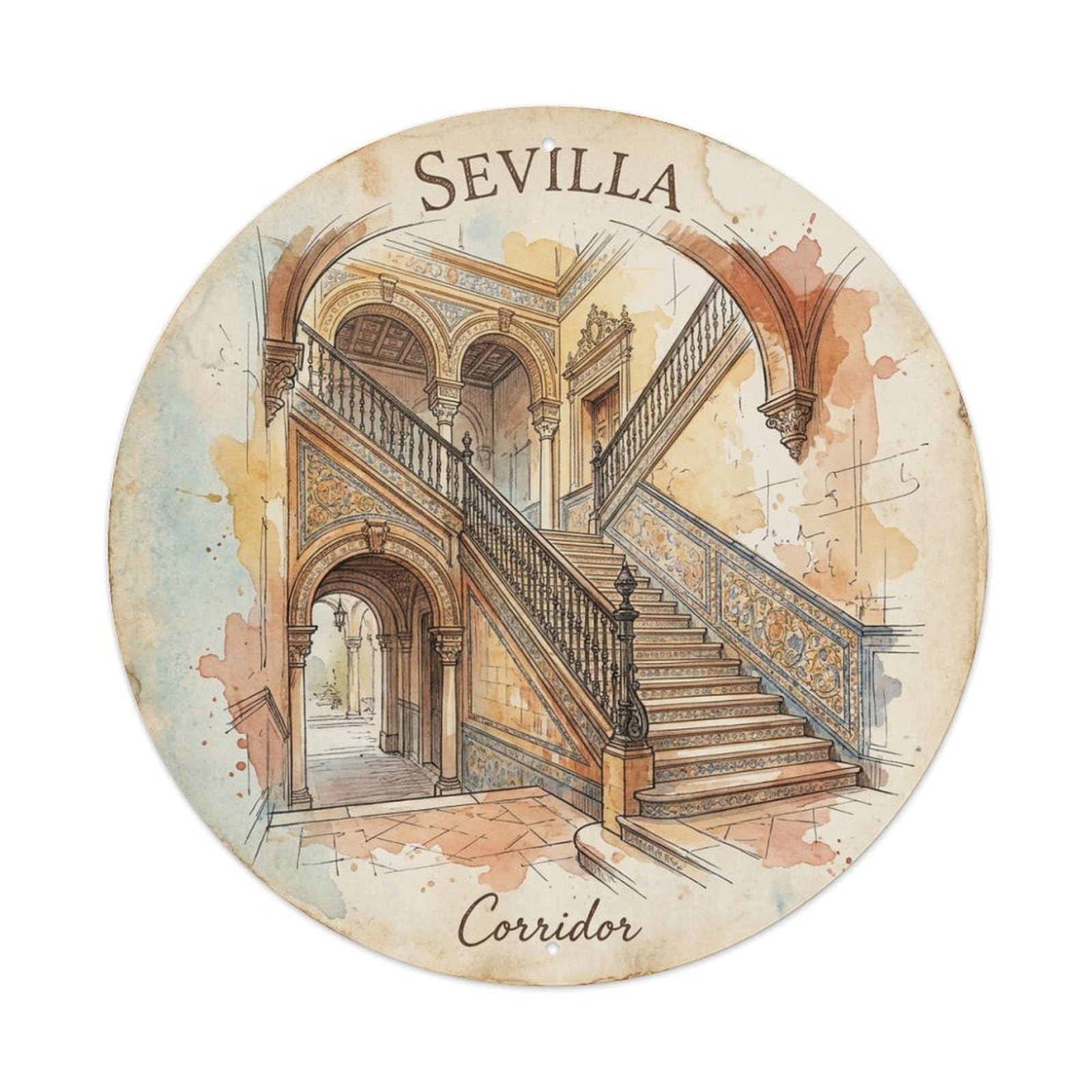 Metal Tin Sign Vintage Travel Seville Spain