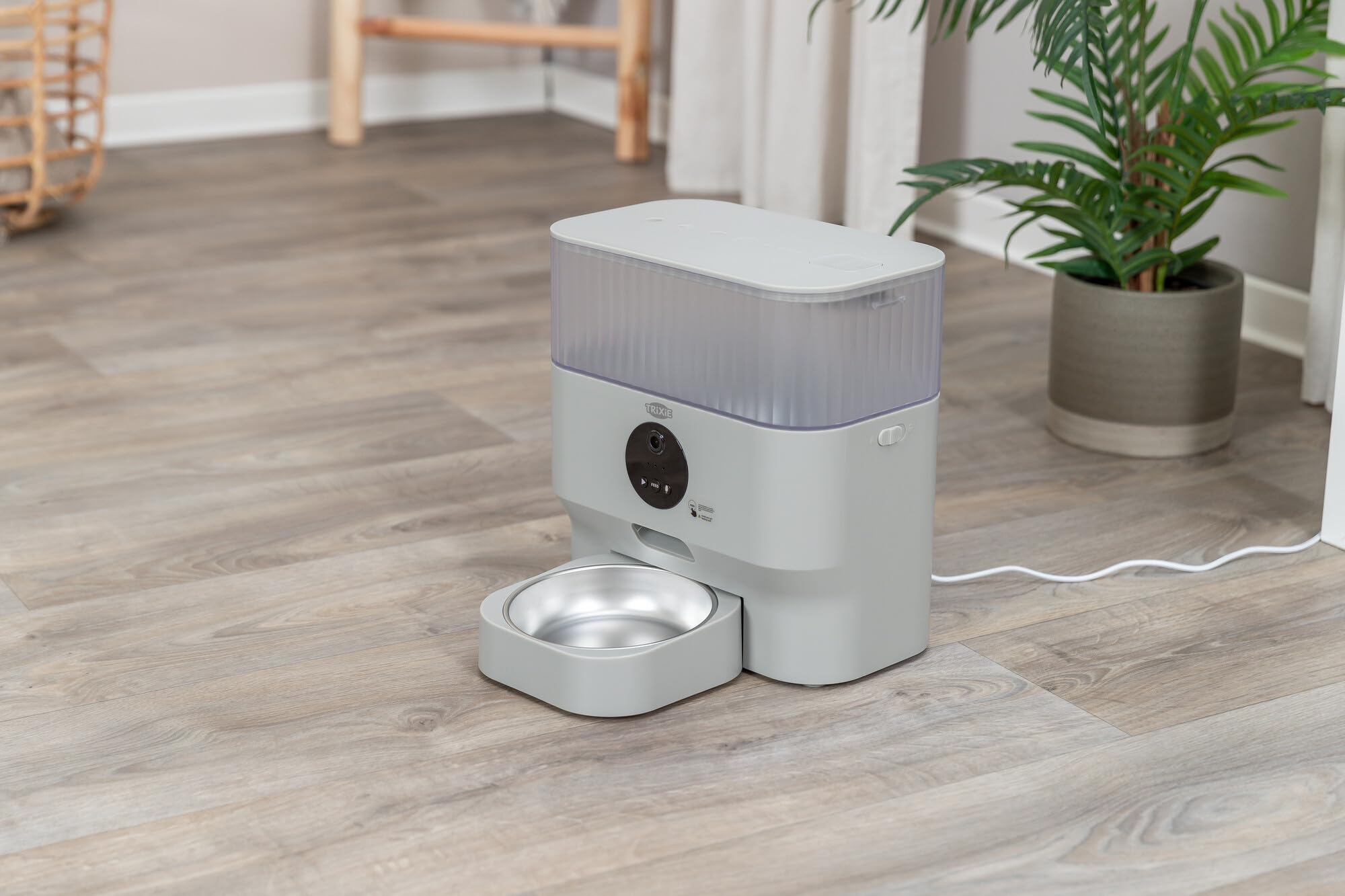 TRIXIE Distributeur de croquettes TX-C Smart 5,0 L pour chiens et chats | Distributeur programmable et contrôlable en gris clair – Distribution automatique et personnalisée au quotidien