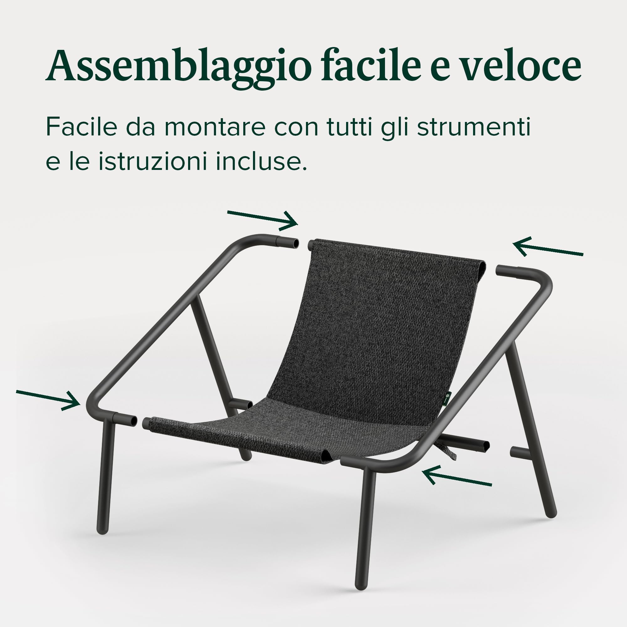 Zinus Ada Poltrona Relax 79x68x79 - Poltrona con struttura in metallo e imbottitura in schiuma a scaglie - Nero