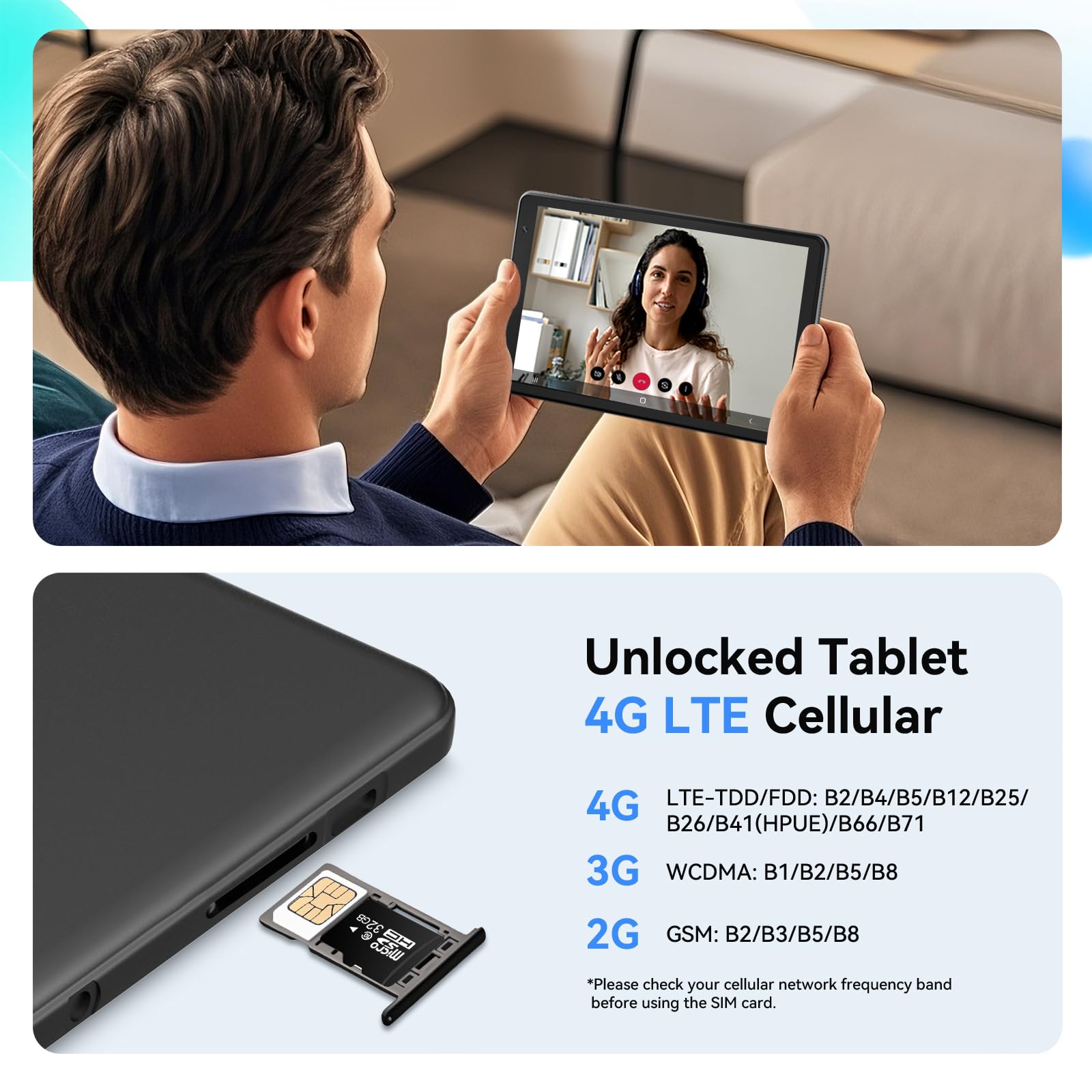 Topsand 8 Inch Android 15 Tablet with Sim Card Slot Uncloked