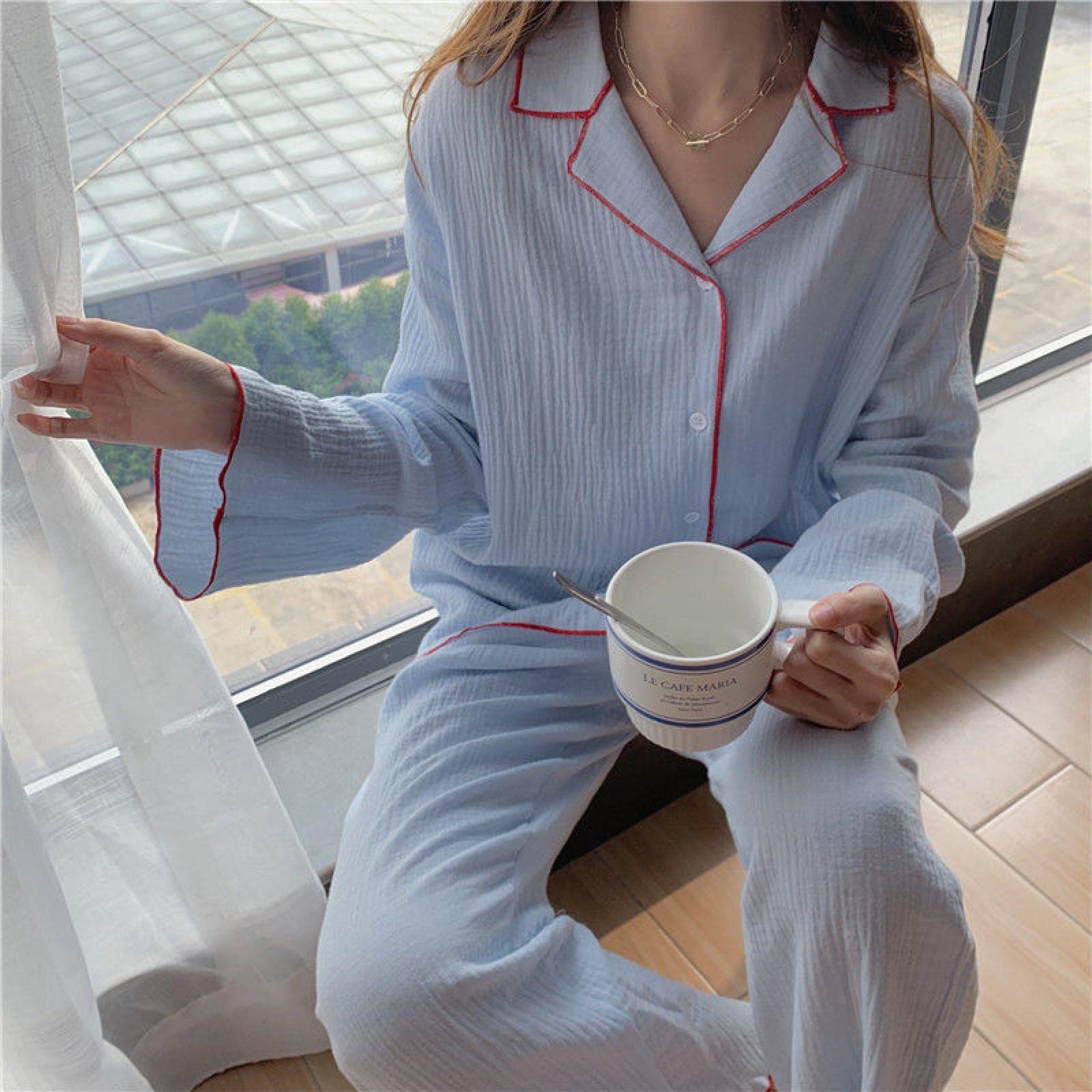 Un Pijama Cómodo Mujer De Pijamas Pijama De Algodón para Mujer Ropa De Dormir Conjunto De 2 Piezas Pijama Otoño Cómodo