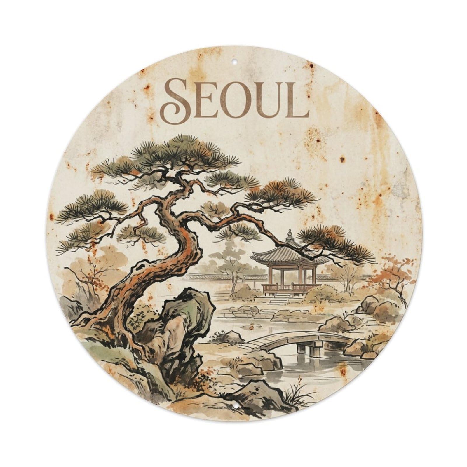 Metal Tin Sign Vintage Travel Seoul Korea