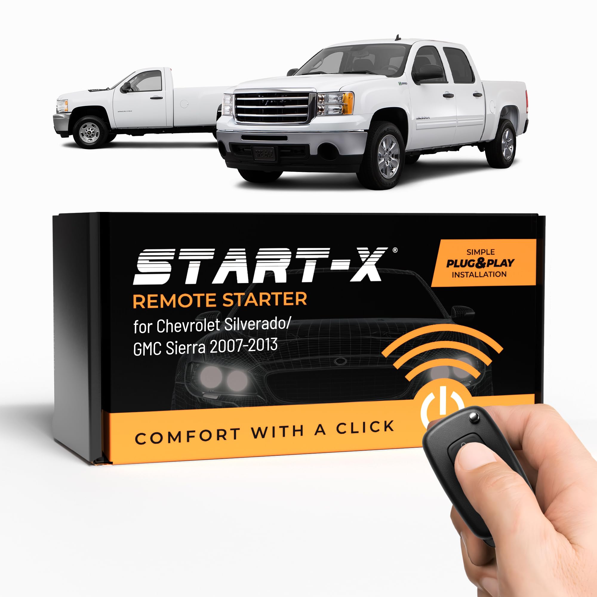Start-X Remote Starter Kit for Chevy Silverado/GMC Sierra (2007-2013) | Key Blade Start Engine | Plug n Play | 2007 2008 2009 2010 2011 2012 2013