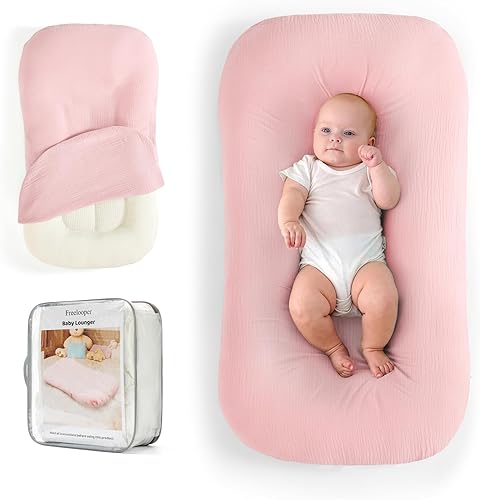 Tumbona para bebé, adecuada para recién nacidos de 0 a 24 meses, tumbona infantil para el hogar y viajes, algodón suave y transpirable, tumbona