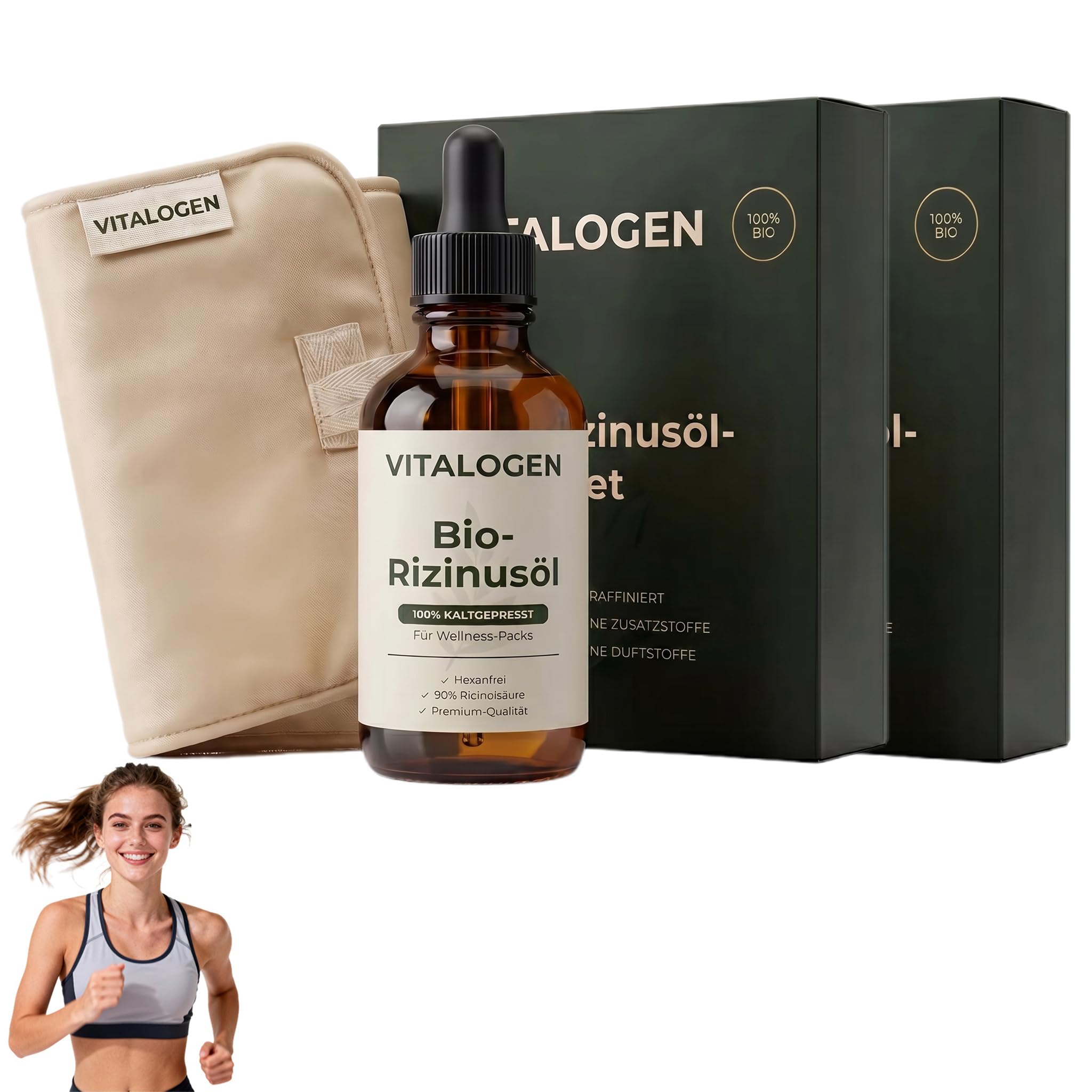 Bio Rizinusöl Wickel Bauch, Bauchwickel Rizinusöl 100ml (2 Pack)