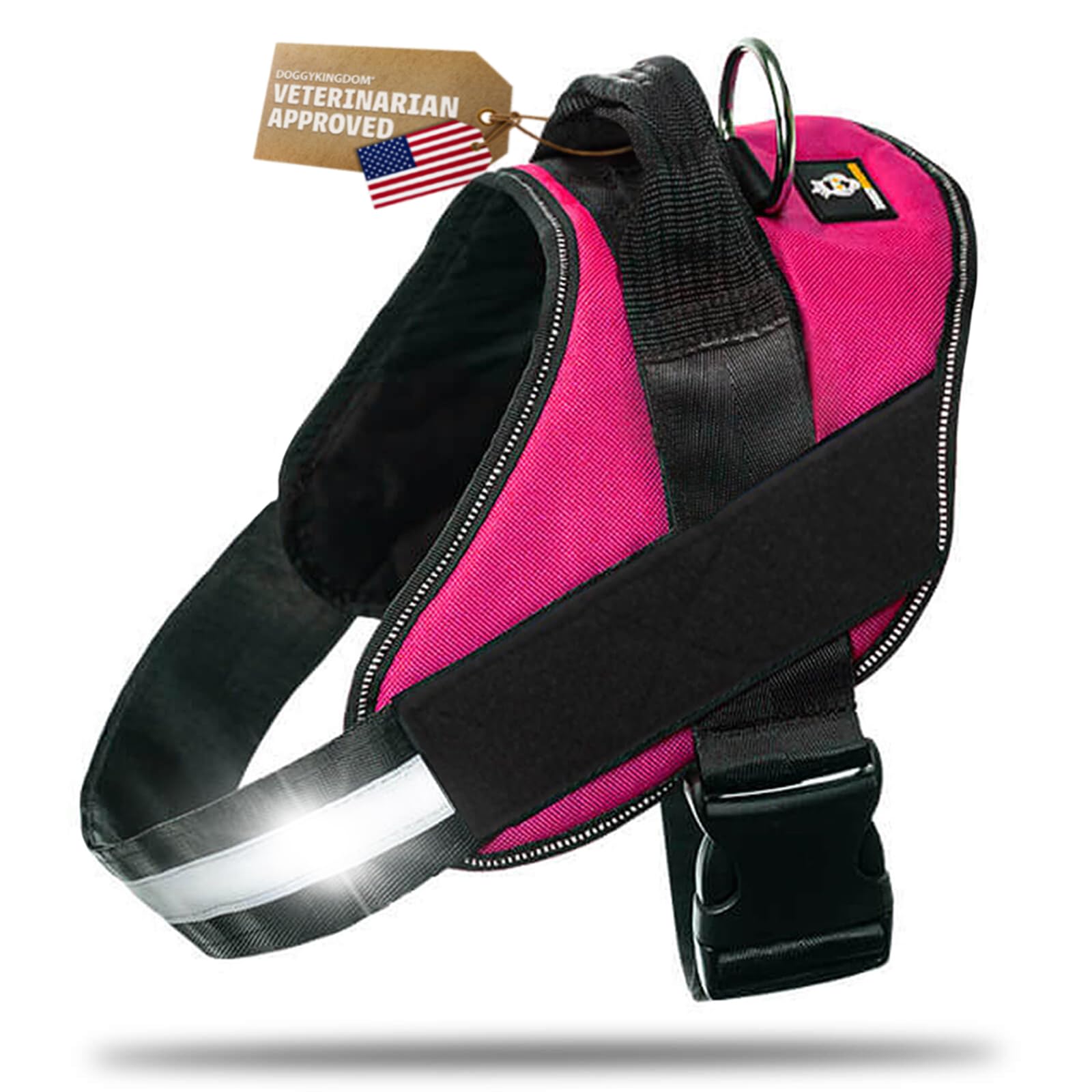 DOGGYKINGDOM Dog Harness with Patch Panels, No Choke, Reflective, Adjustable, Soft Padded Dog Vest Harness with Easy Control Handle for Large Dogs,