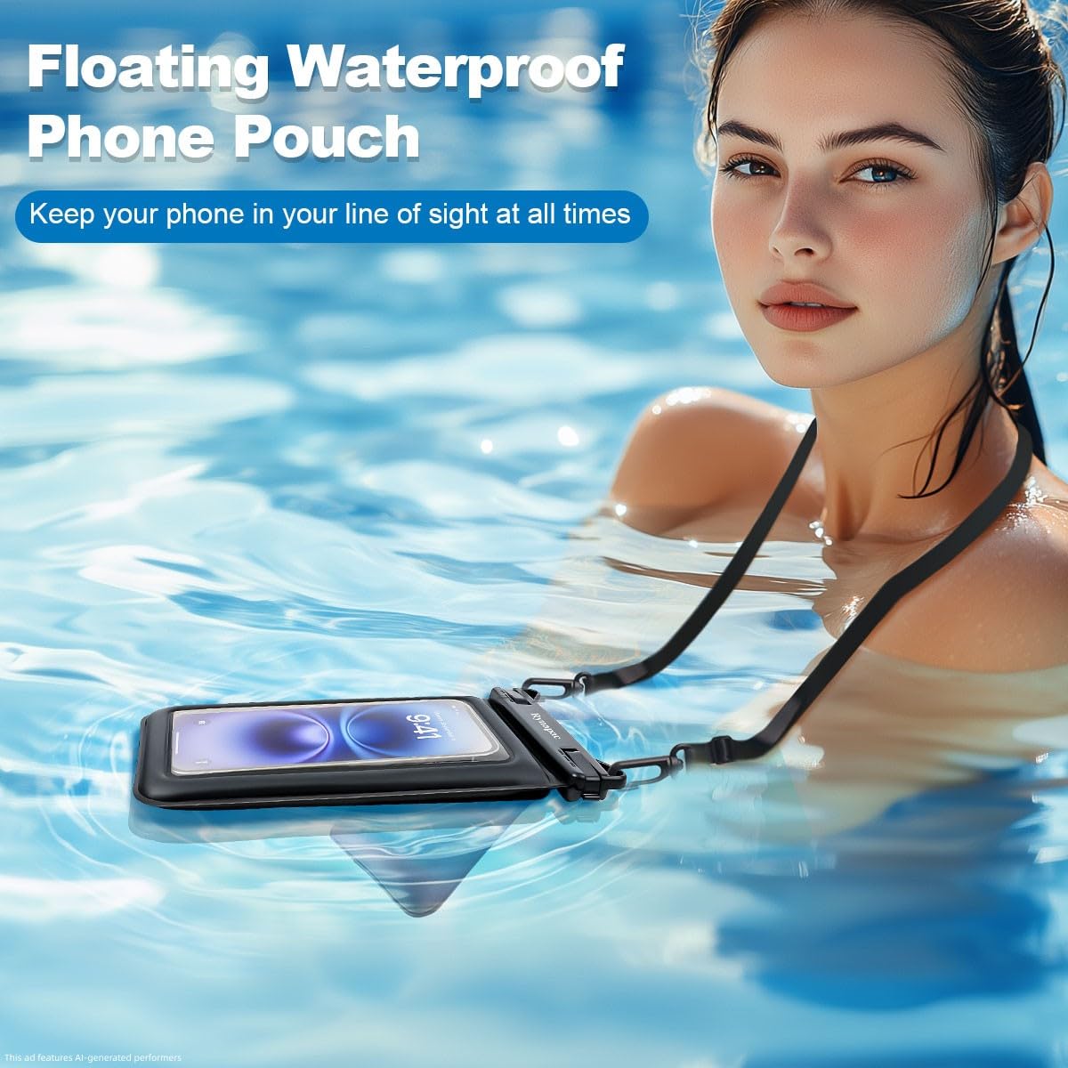 Rynapac Custodia per telefono impermeabile a doppio spazio galleggiante | Touch screen, custodia impermeabile IPX8, per iPhone 17 16 15 14 Pro Max, cordino regolabile, Beach & Cruise Essentials 2026