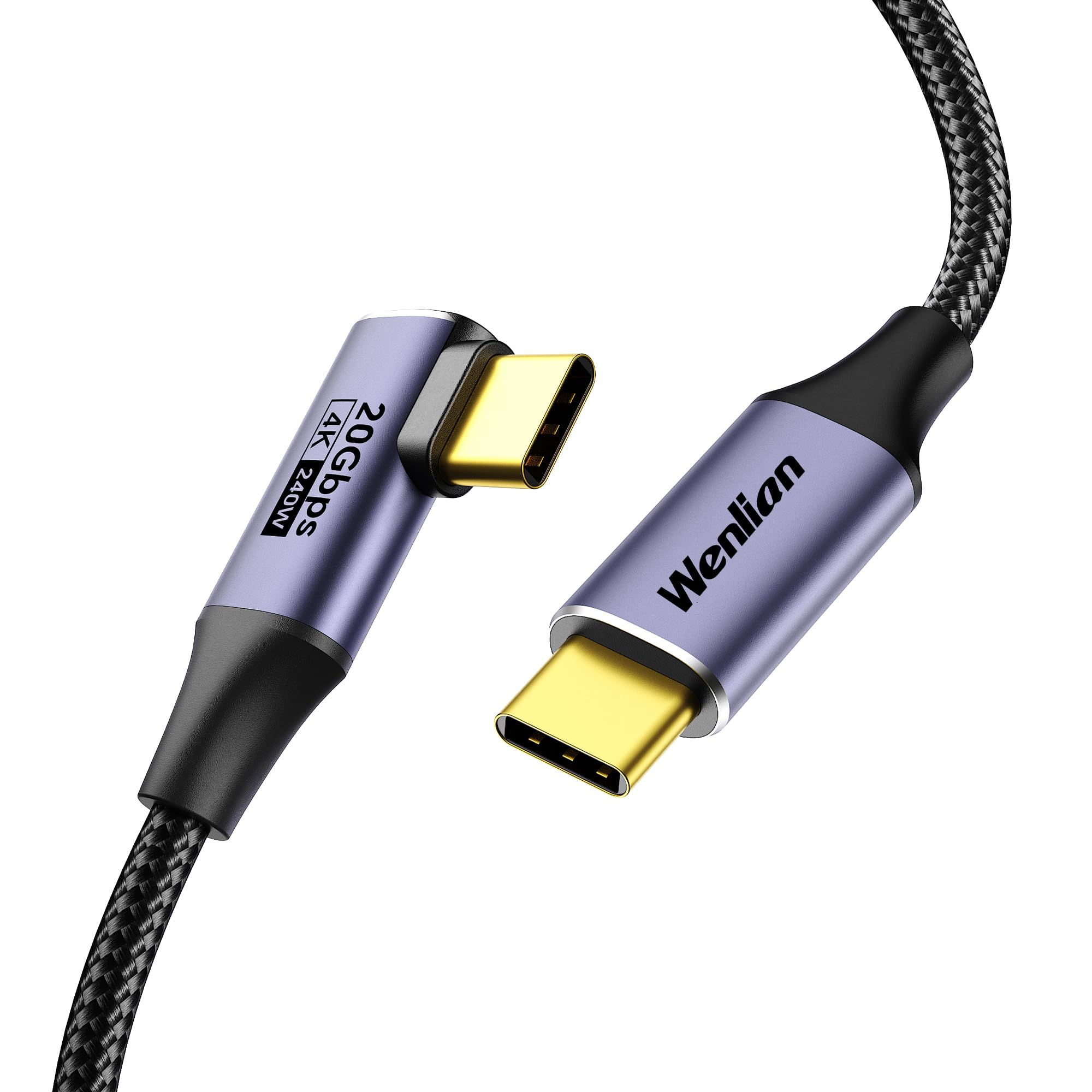 Cavo da USB C a USB C, cavo di trasferimento dati USB 3.2 Gen 2 con velocità 20 Gbps, cavo video per monitor USB C 4K, ricarica rapida PD 240 W, nylon intrecciato per iPhone 17/16, Samsung Galaxy S25
