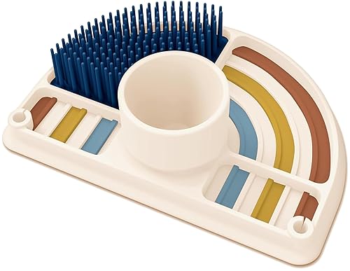 Dr. Brown's Tapete de silicona 2 en 1, tapete de secado de biberones de silicona con clavijas extraíbles para artículos esenciales para bebés,