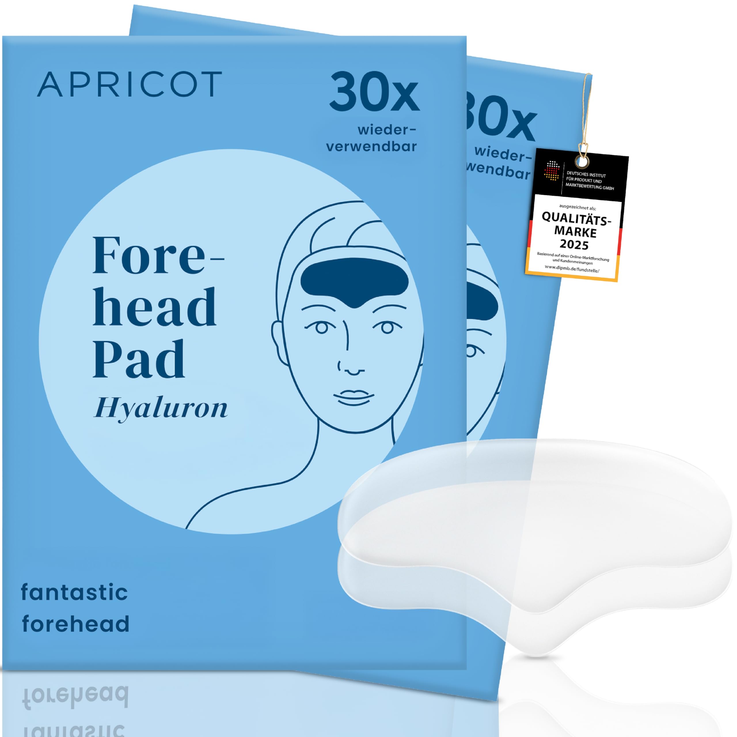 APRICOT Stirn Pads “fantastic forehead” I Anti-Aging Pads mit Hyaluron, gegen Stirnfalten I bis zu 30x verwendbar I Made in Germany