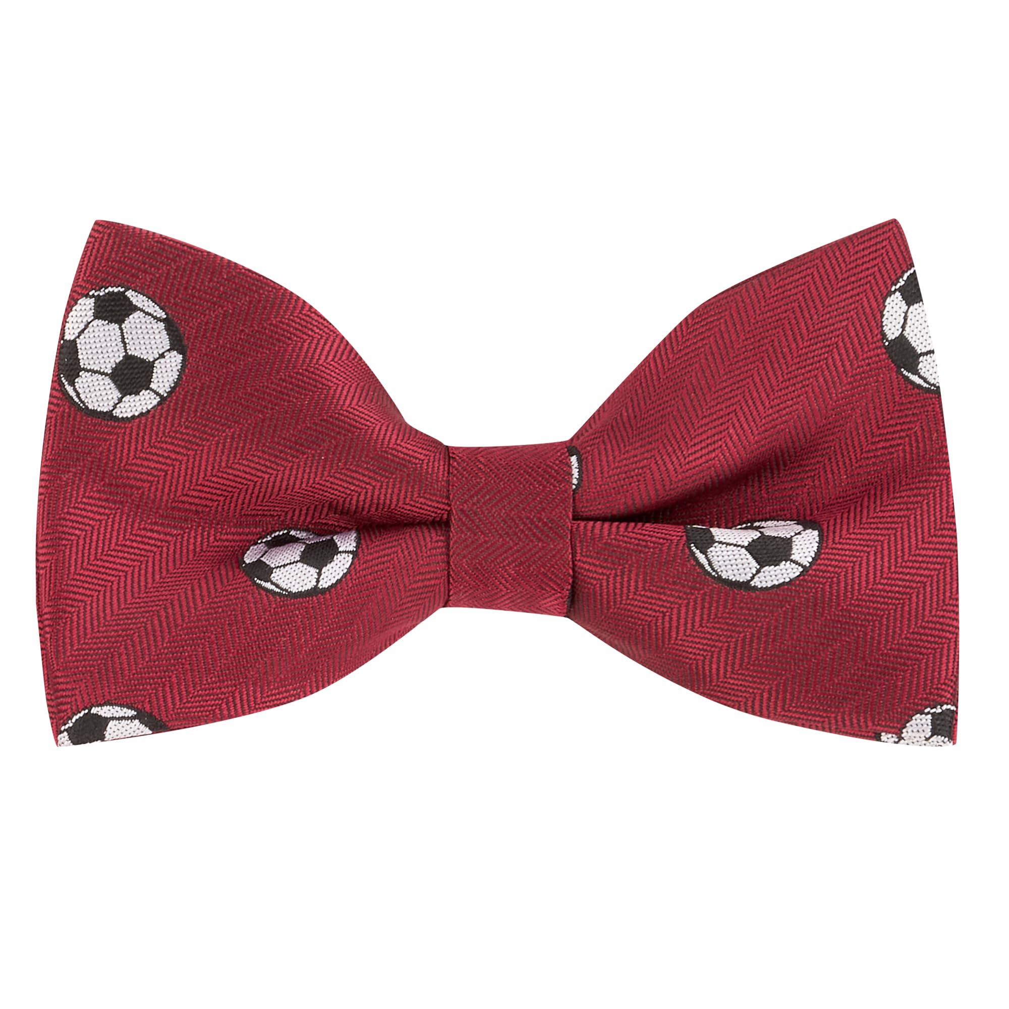 King & Priory Football Burgundy Red Herringbone Embroidered Bow Tie