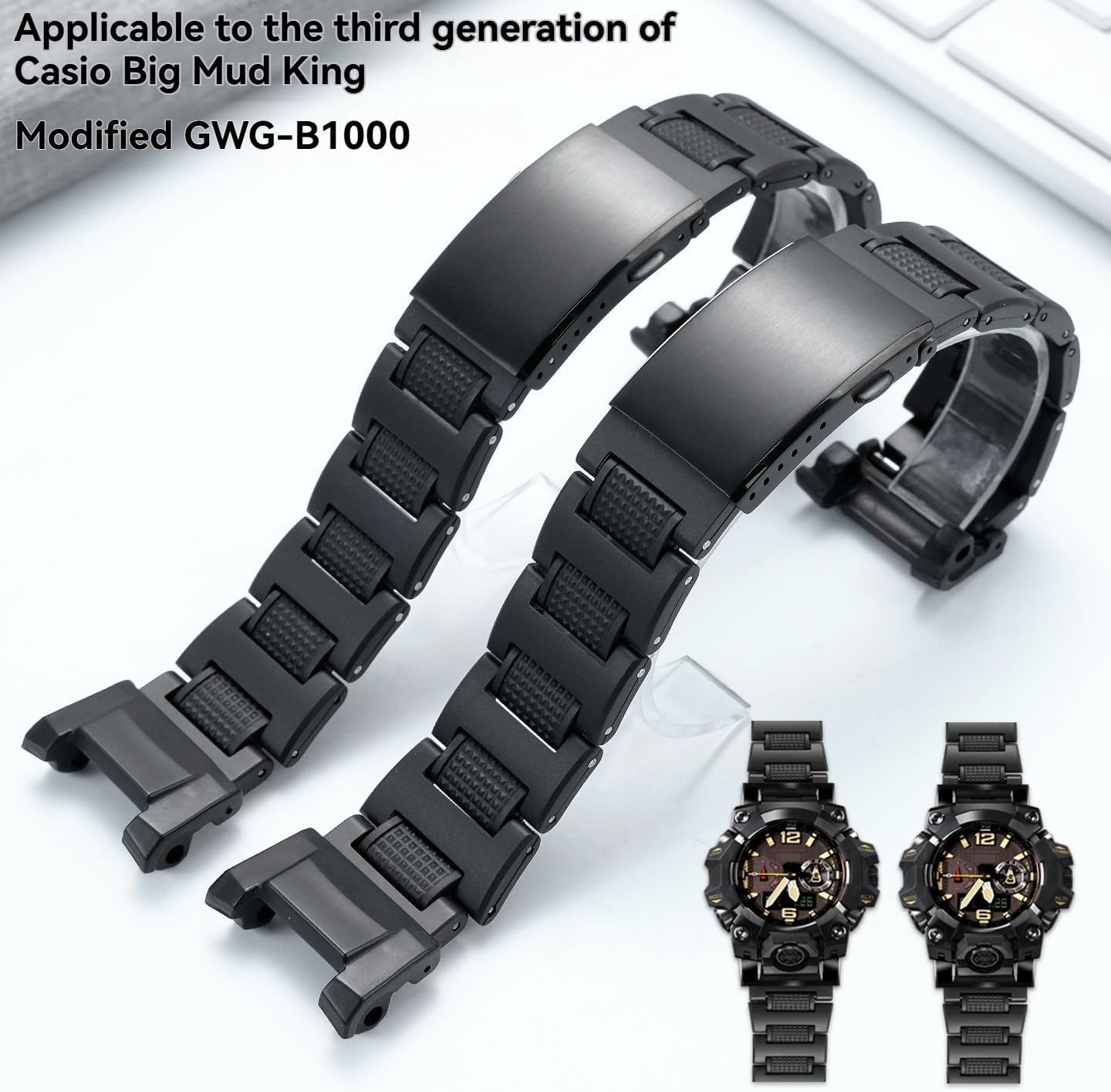 For Casio Big Mud King Third Generation Series GWG-B1000 Modified Lightweight Composite Plastic Steel Watch Strap